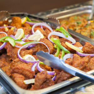Delicious Indian style chicken at buffet